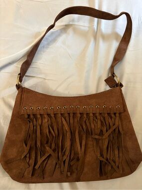 Brown Fringe Suede Shoulder Bag